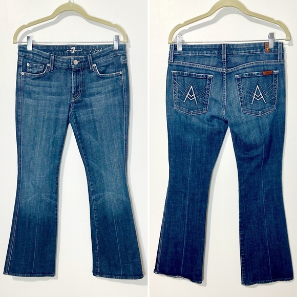 7 For All Mankind A Pocket Y2K Style Low Rise Bootcut Jeans Size 27 - Picture 1 of 6